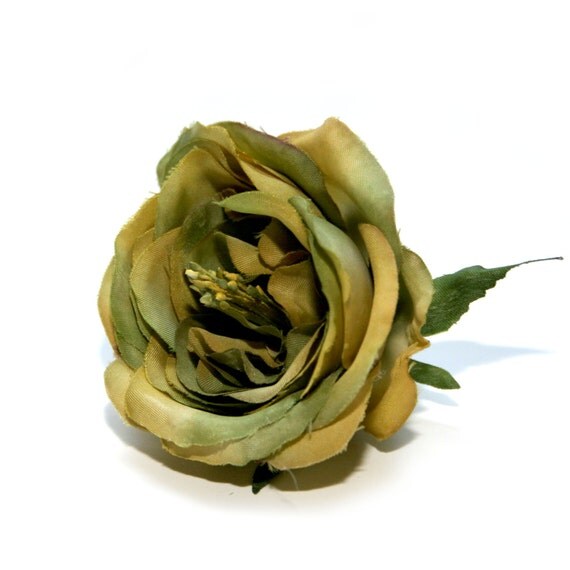 Olive Green Cabbage Rose Artificial Flower Heads