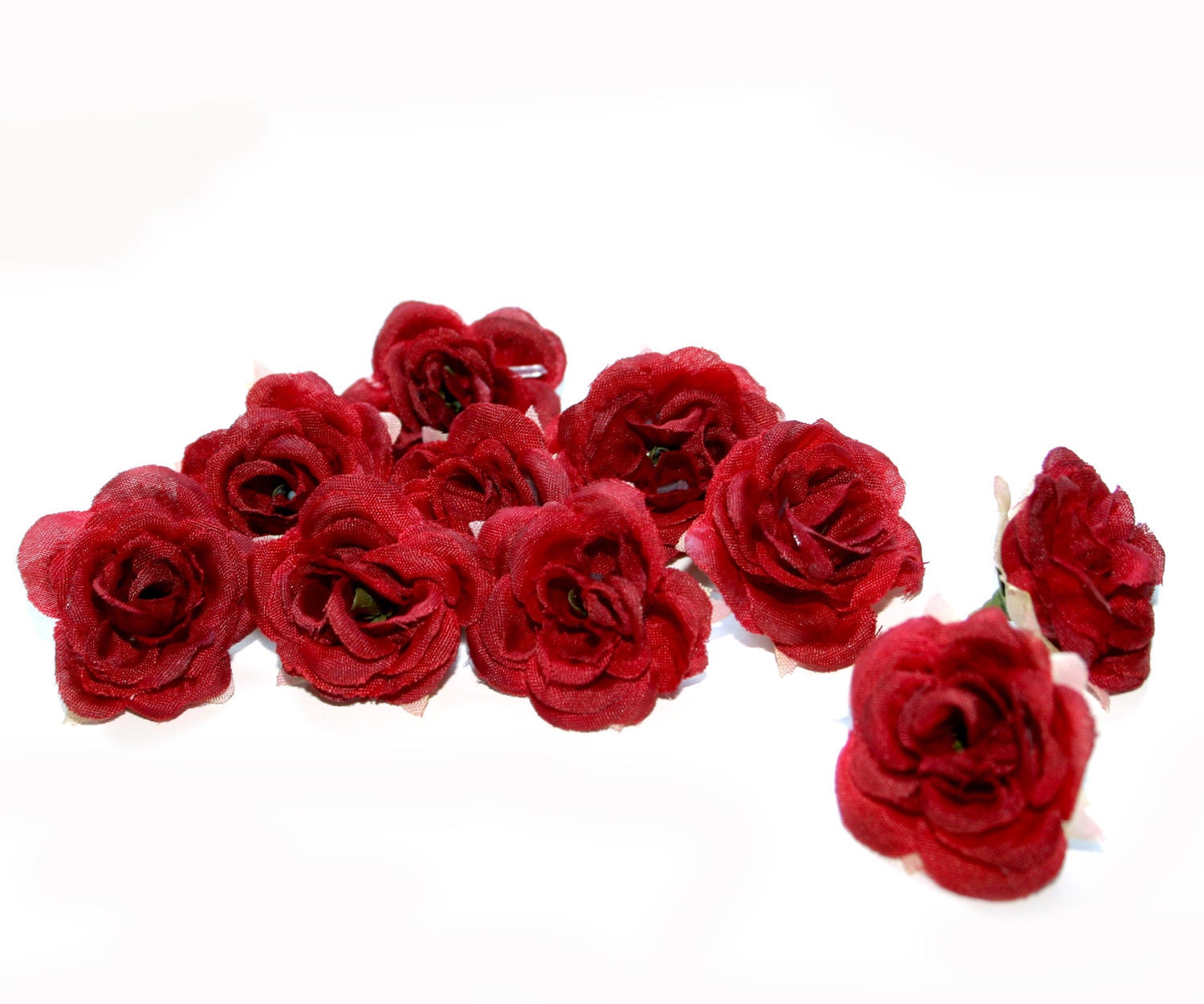 10 Red Artificial Silk Baby Roses Artificial Flowers