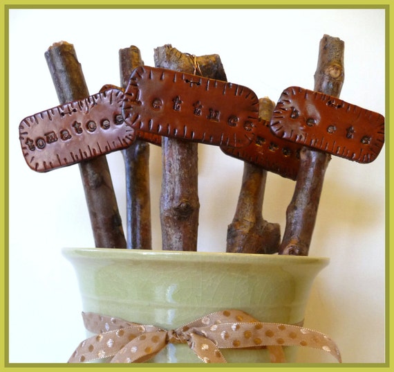 Olive Wood Plant Identification Markers Set of 5