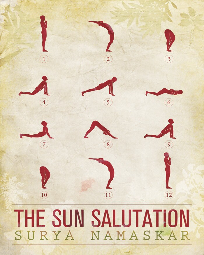 Sun Salutation / 12 basic Yoga postures Canvas Print