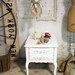 Painted Cottage Chic Shabby White French Vintage End Table ENT235