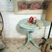 Painted Cottage Chic Shabby Aqua Round Side Table ENT246