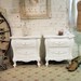 Painted Cottage Shabby White Pair of Romantic French Night Table NT427