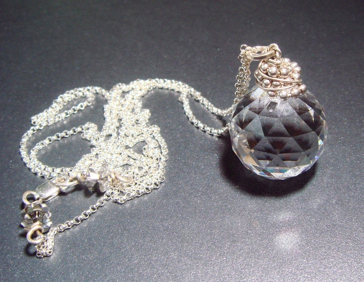 Crystal Ball Necklace Swarovski Sun Catcher Prism Onion