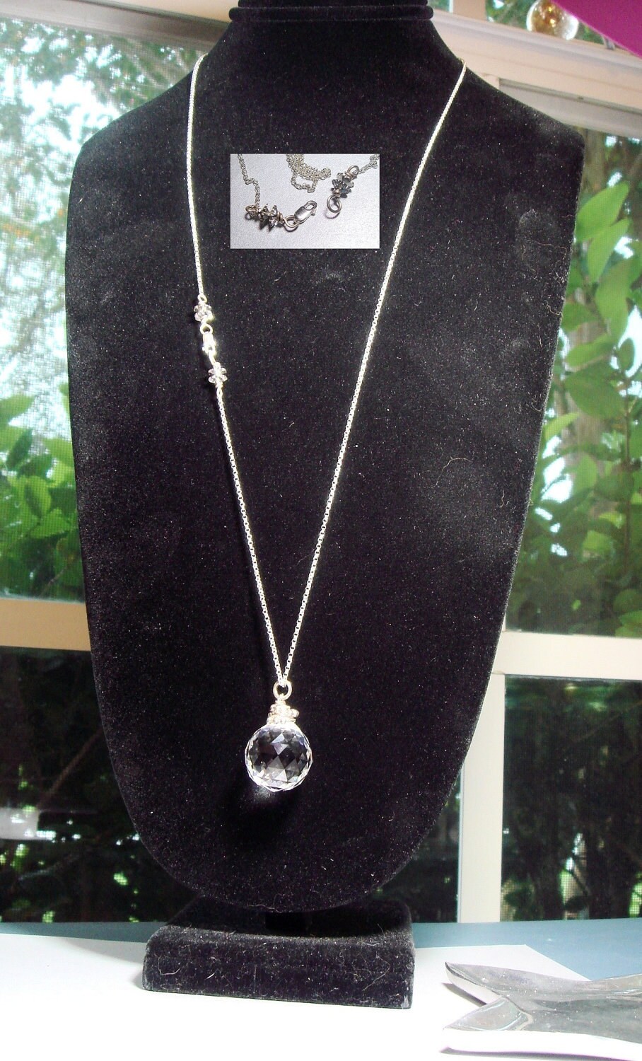 Crystal Ball Necklace Swarovski Sun Catcher Prism Onion