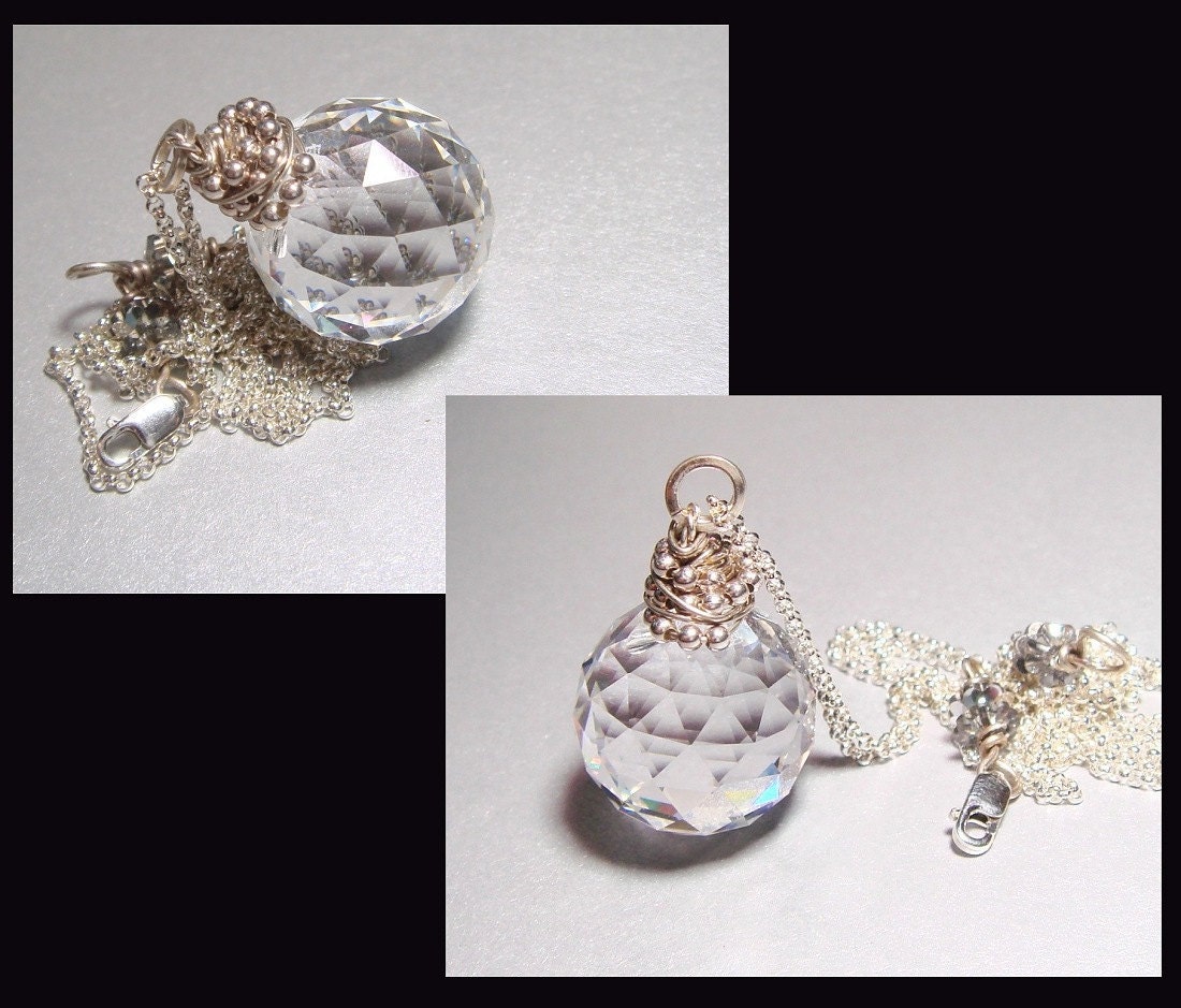 Crystal Ball Necklace Swarovski Sun Catcher Prism Onion