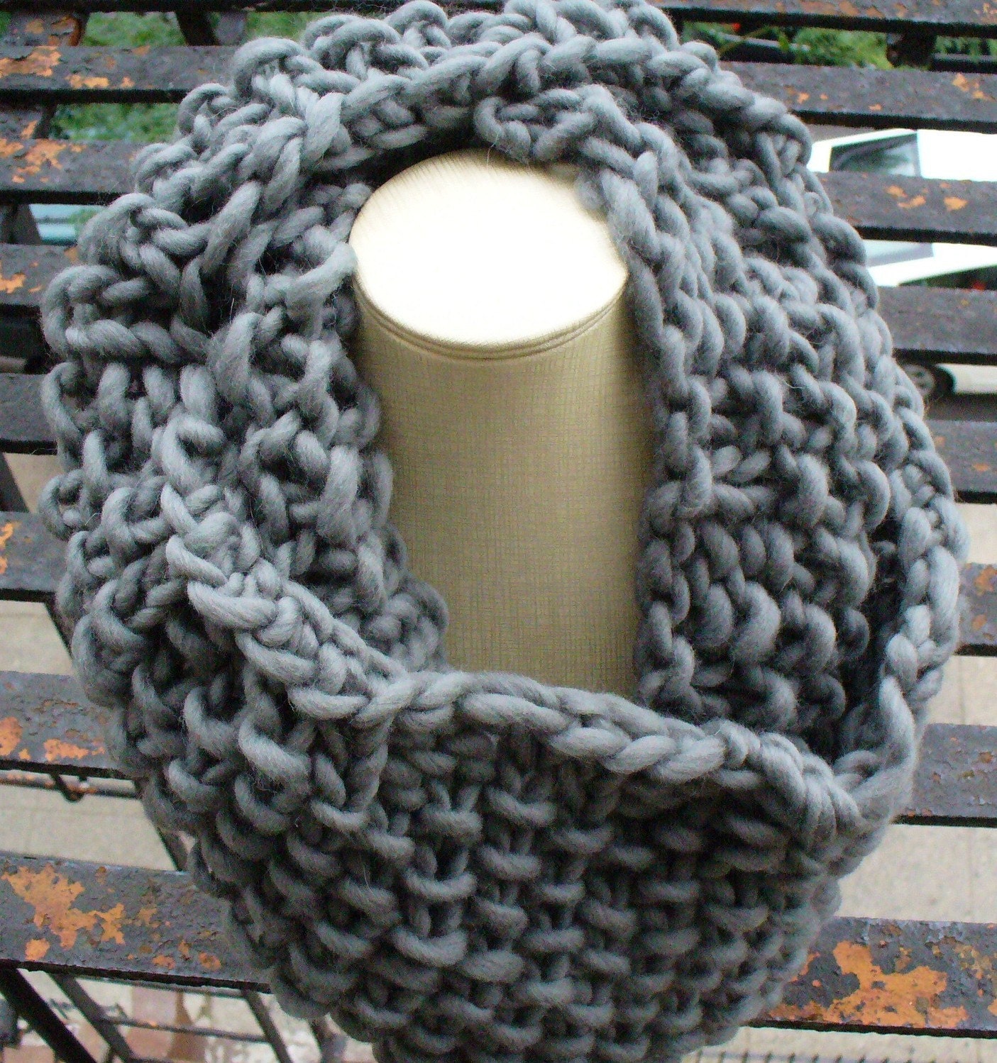 Gray Wool Cashmere Seed Cowl Neck Warmer
