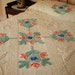 Cream with Peach, Blue and Jade Bouquets Plush Vintage Chenille Bedspread - Mint Condition NOS - Free U.S. Shipping