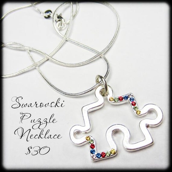 Autism Awareness Swarovski Puzzle Piece Necklace