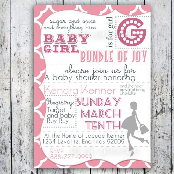 Items similar to Baby Shower Invitation Printable Digital Custom Baby