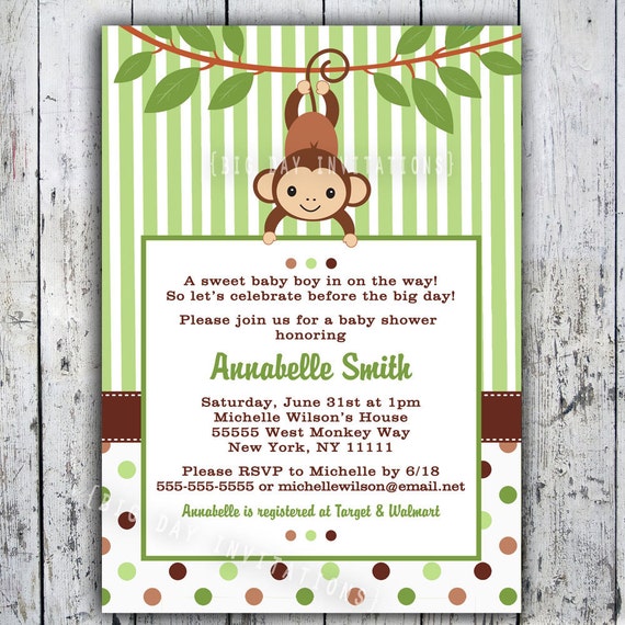 Monkey Baby Shower Invitations For Boy 4