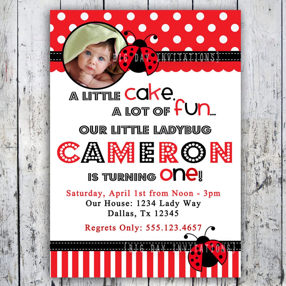 Ladybug Birthday Invitation 2