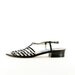 Black patent modern gladiators .short heeled sandals .structured and strappy .Bandolino YFA 7 1/2 N
