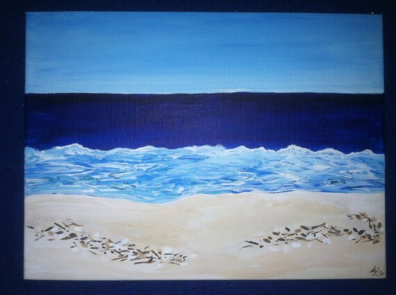 Items similar to BEACH PAINTING Original Art Acrylic Canvas Panel 6 x 8