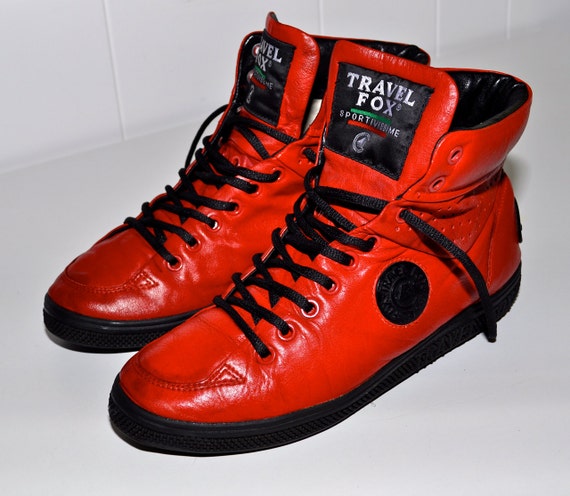 TRAVEL FOX Vintage Red Leather Low Profile European High Top