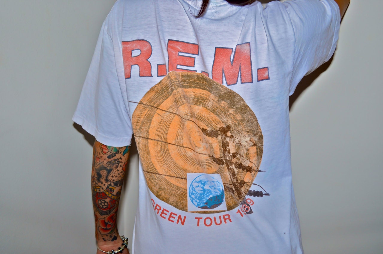 R.E.M. GREEN Vintage 1989 Concert Tour T Shirt REM Michael