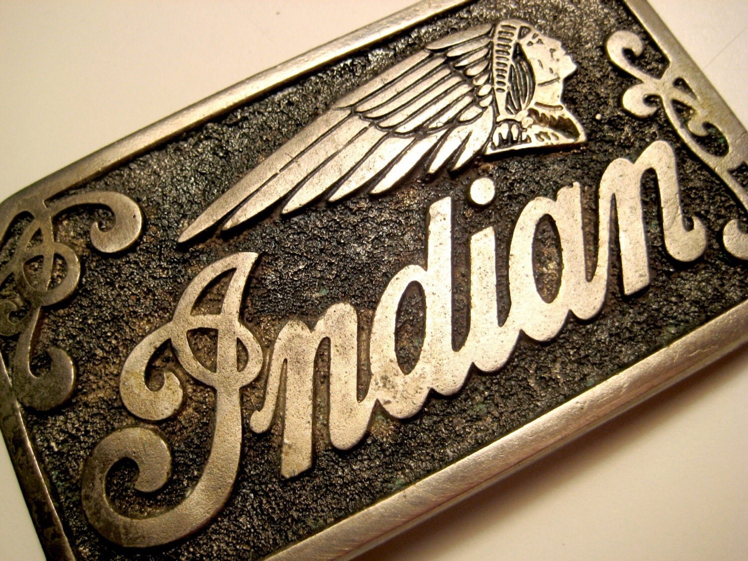 Vintage INDIAN MOTORCYCLES Brass BELT BUCKLE for the Rugged