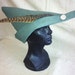 Vegan Medieval Woodsman Robin Hood style Hat Green Faux Leather Faux Pheasant Feather Peter pan Halloween