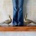 Extra Large Pair of 22" Vintage Mid Century Modern Hollywood Regency Brass Peacocks