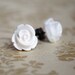 SALE - Petite White Rose Bud Earrings