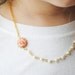 Peach Rose and Pearl Girl Asymmetrical Necklace