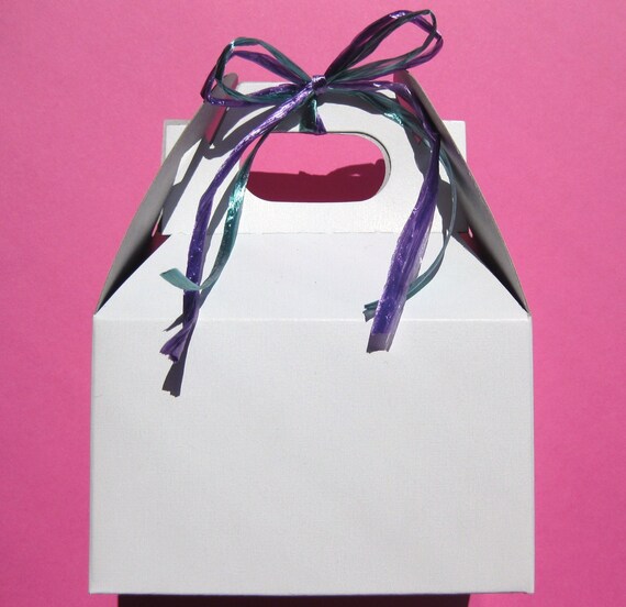 White Mini Party Favor Gable Boxes Set of 12 SALE