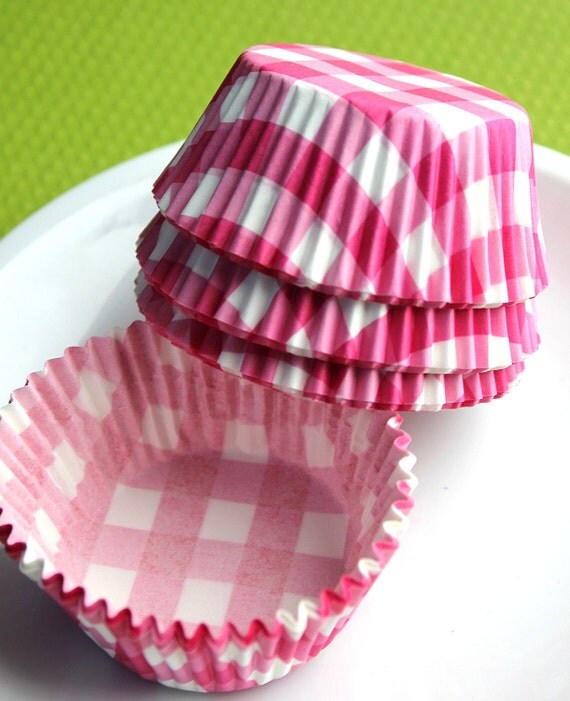 Pink Check Cupcake Liners 100 count CLOSEOUT SALE
