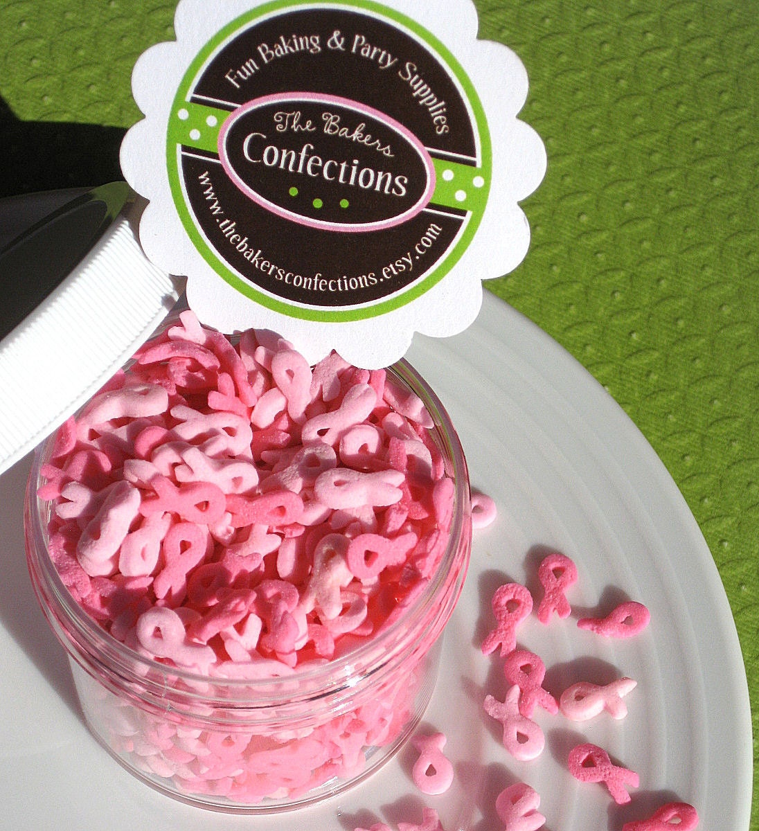 SALE Pink Ribbon Sprinkles for Cupcakes Cookies Cake