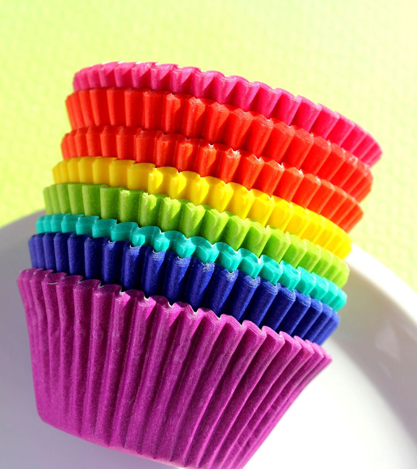 Rainbow Solid Colored Cupcake Liners Paper Baking Cups 8