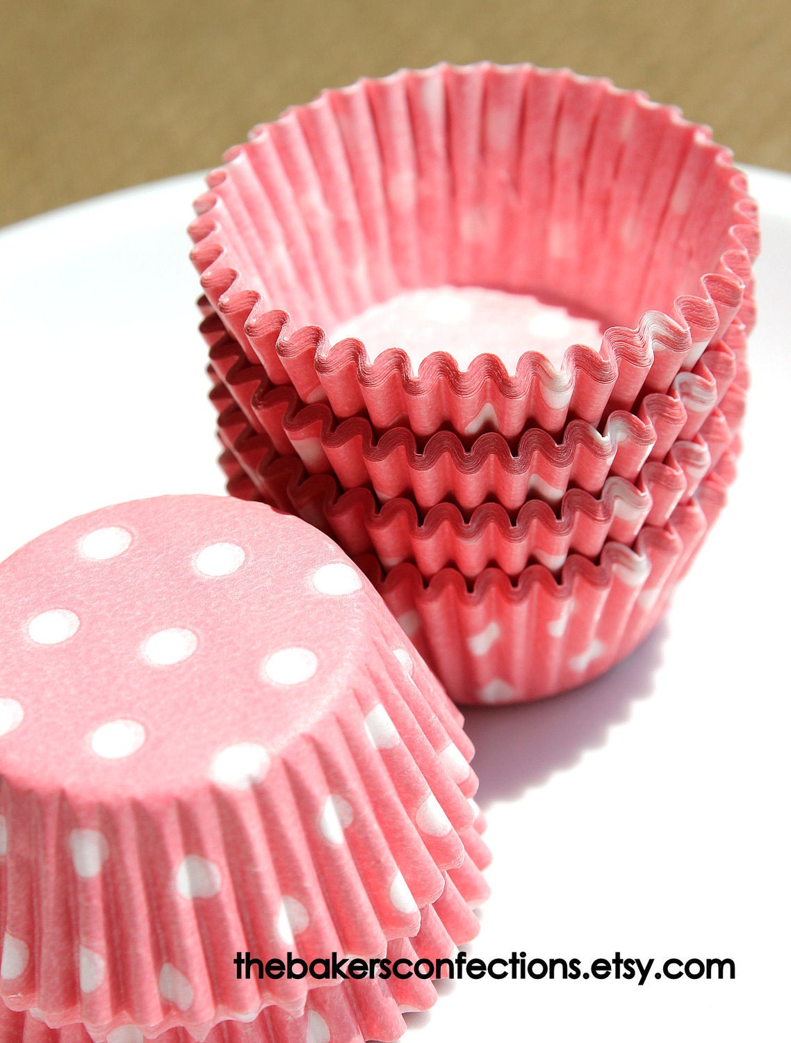 BULK Mini Light Pink Polka Dot Cupcake by thebakersconfections