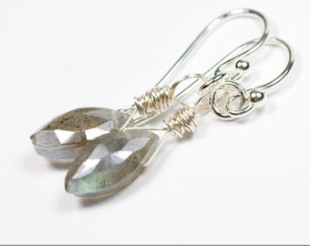 Labradorite Shard Sterling Silver Earrings