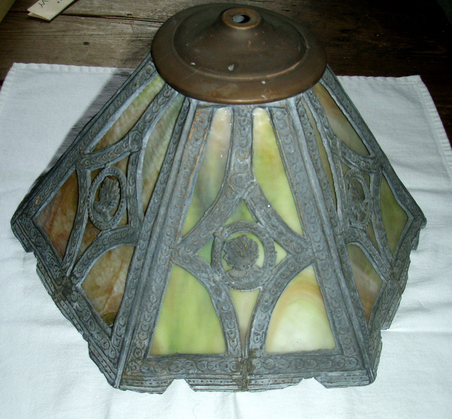 Vintage Arts and Crafts Slag Glass Lamp Shade by LemonVerbena1