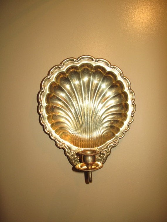 Large Shell Shaped Candle SconceBrass Leaf Candelabra Candle