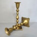 Vintage 2 Brass Candle Holders / Slim and Elegant Pair of Solid Brass Candle Sticks / Classic Brass Candlestick with Square Base