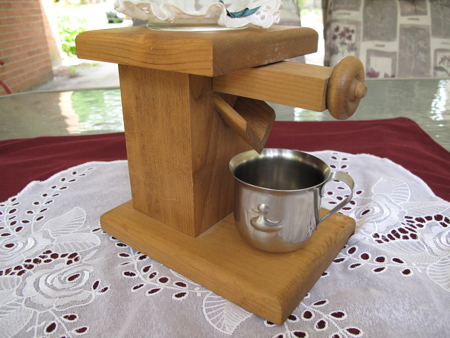 SALE 25%OFF-Vintage Amish Handmade Wood Candy Dispenser with