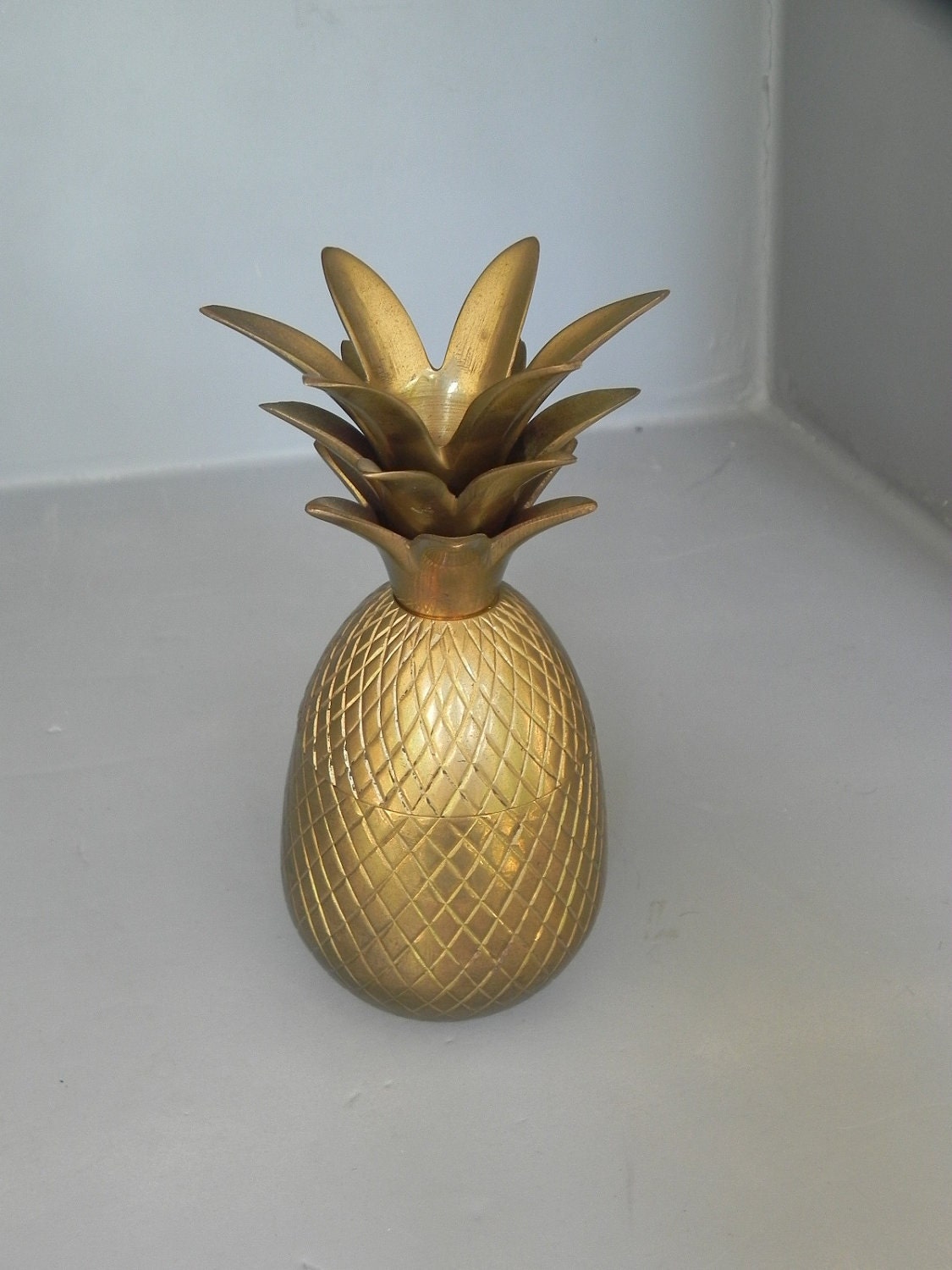 Vintage Brass Pineapple Container of Secrets Tropical Candle