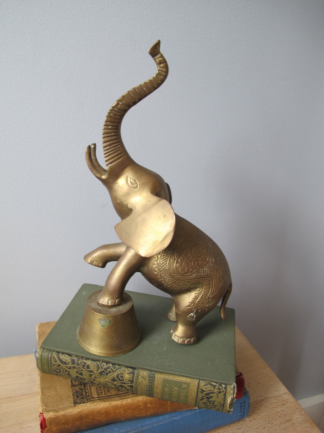 Vintage Brass Elephant Figurine / Circus Elephant Sculpture