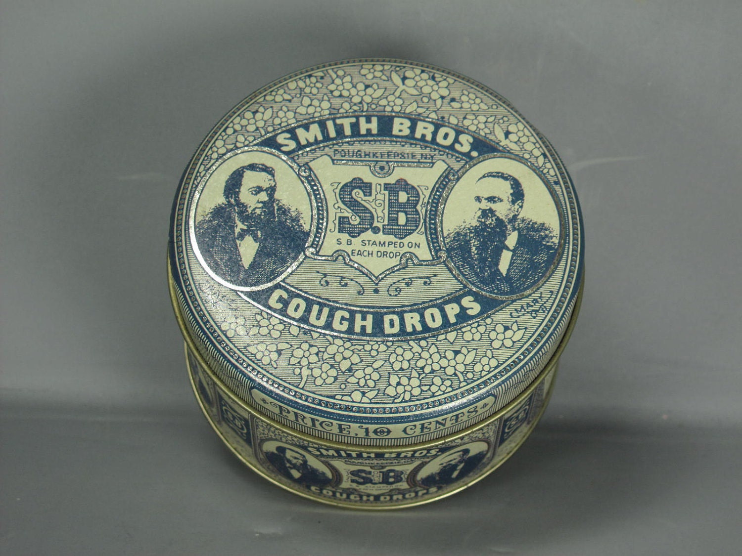Vintage Small Blue Tin / Smith Bros Cough Drops Collector Tin