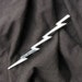 Long, lightning bolt brooch - vintage, silver-tone metal from the seventies