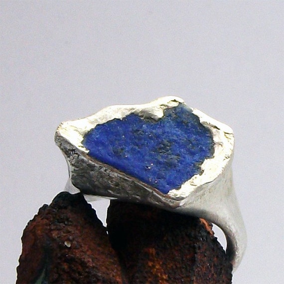 Silver Sodalite Ring Navy Azure Indigo Midnight Blue Artisan