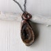 Copper Necklace Druzy Geode Crystal Pendant Raw Burnt Sienna Rust Brown Natural Handmade