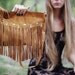 Ornamented Tan Suede Leather bag // Made to order //