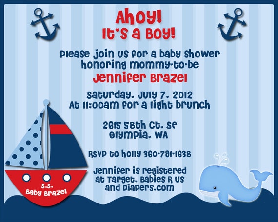 Baby Boy Shower Invitations Nautical Theme 7