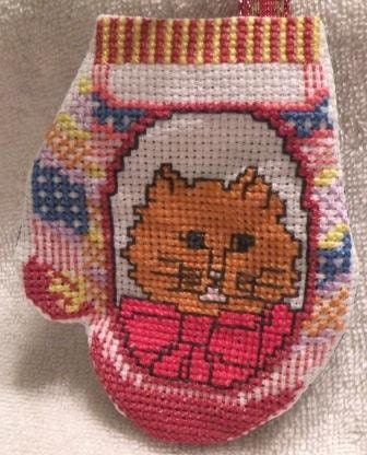 Personalized Cross Stitch Christmas Ornament - Cat