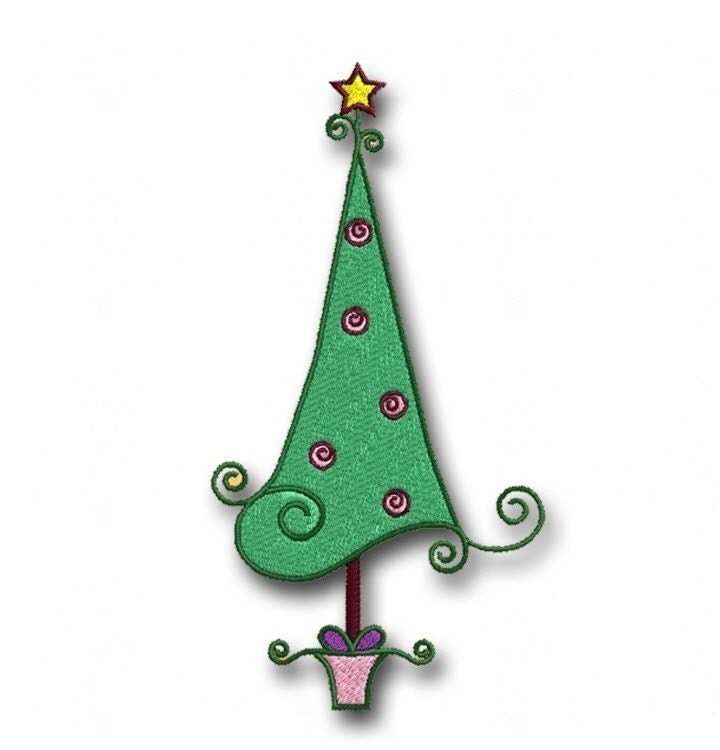 swirly whimsical christmas tree embroidery design 1 swirly whimsical christmas tree embroidery design 1