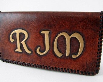 Leather Checkbook Cover Leather Monogrammed Checkbook Monogram Checkbook Made to Order Custom Leather Checkbook Personalized Leather Cover