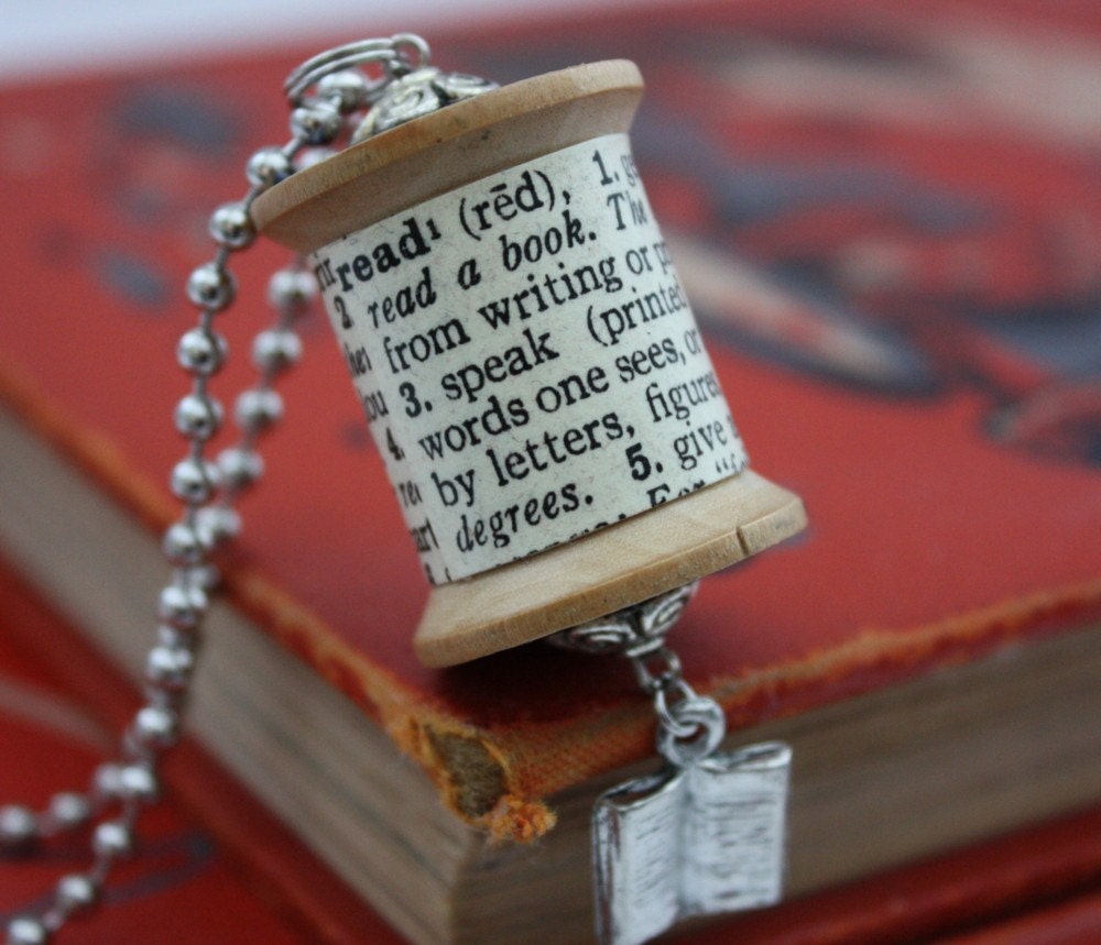 Dictionary Definition Vintage Wooden Spool by WoodenNickelsJewelry