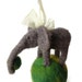 Circus Elephant Grey Needle Felted Wool Elephant Green Balance Ball Handmade