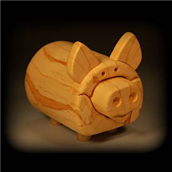 Wooden Piggy Bank made from solid box elder 12