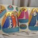 Vintage Antique Golden Christmas Manger With Uncut Bible Figures By Helen Sewell 1948 Paper Euphemera